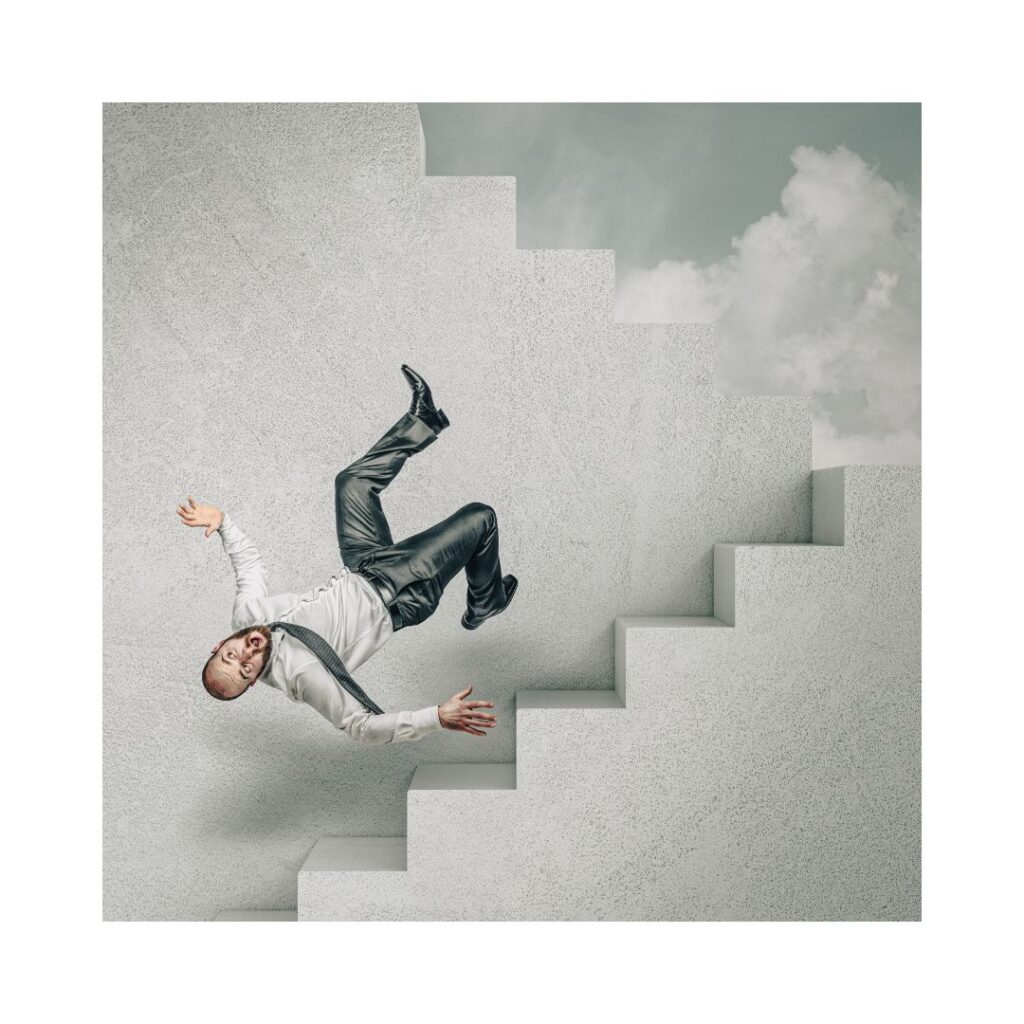 Man falling down stairs